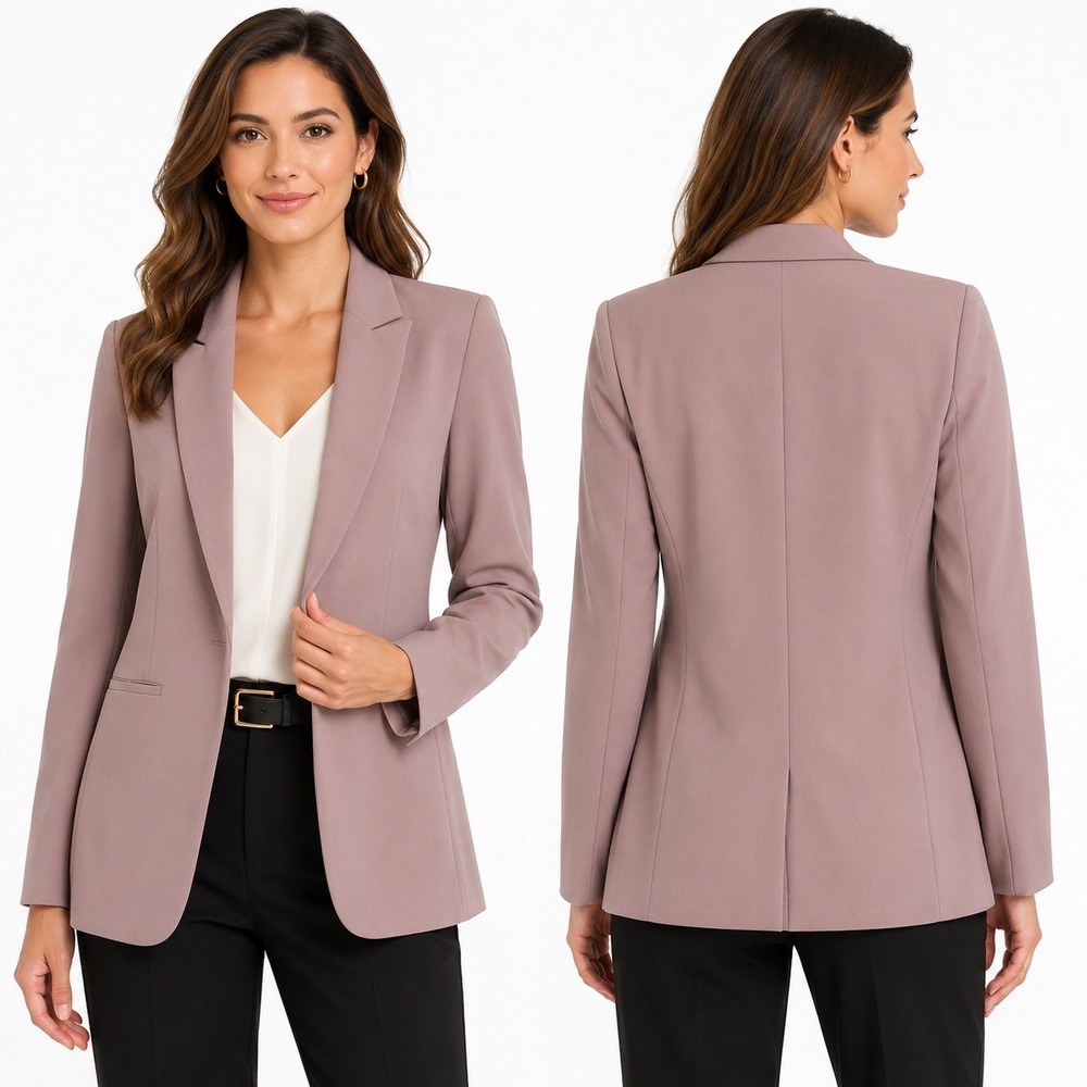 Express Blazer Women Large  Dusty Rose Pink Open Front Notch Lapel Jacket